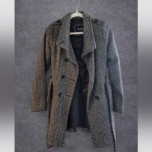 GUESS Herringbone Belted Trench Coat | XS